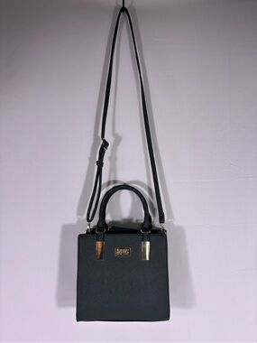 Michael Kors Black Structured Satchel with Gold Hardware
